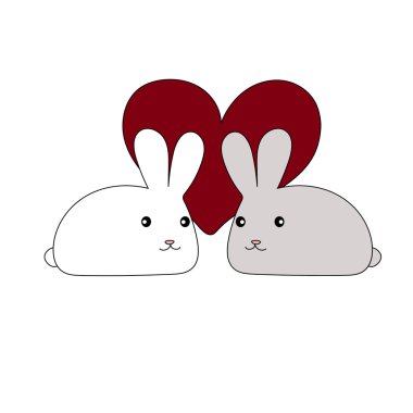 Sevgililer günü için tavşan kart tasarımı ile kalp