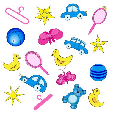 Bebek ve ilgili öğeler vektör çizimi