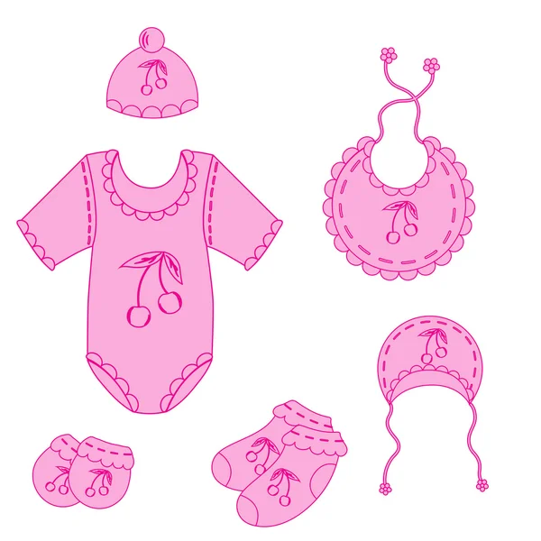 122a conjunto de ropa de bebé para niña en vector — Vector de stock