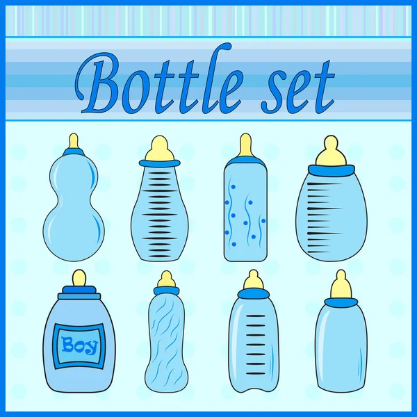 Zestaw butelek dla dzieci dla chłopca w wektor Eps — Wektor stockowy