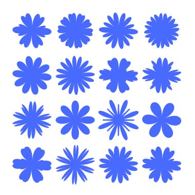 farklı siluetleri çiçeklerin izole beyaz arka plan üzerinde ayarla