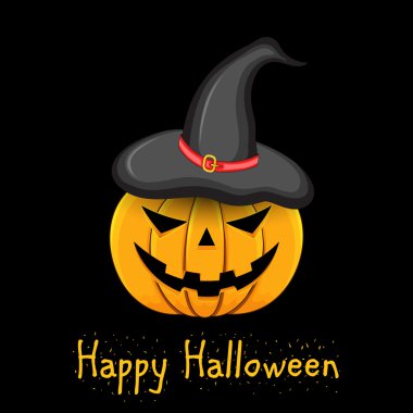 Kabak cadı şapka kafasına siyah arka plan posteri ile