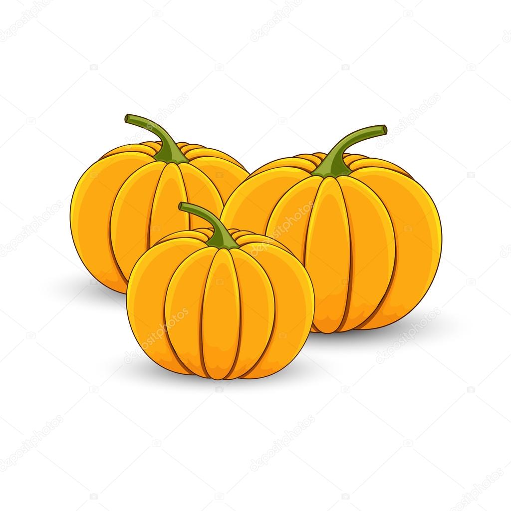 several pumpkins on a white isolated background cartoon