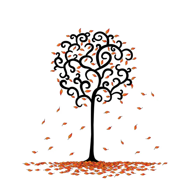 Blatt und Baum wird im Vektor gerundet — Stockvektor