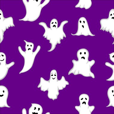 Dikişsiz desen hayalet Halloween Beyaz gözlü