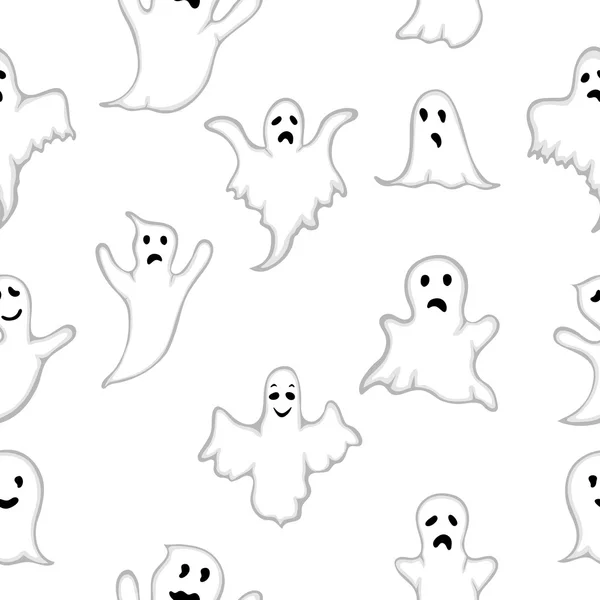 Varrat nélküli mintát szellem fehér szemmel a Halloween — Stock Vector