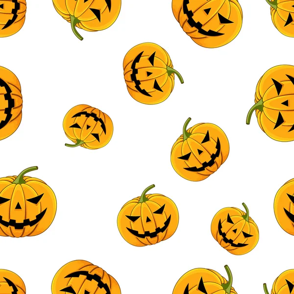 Vzor bezešvé s očima a ústy Halloween dýně — Stockový vektor