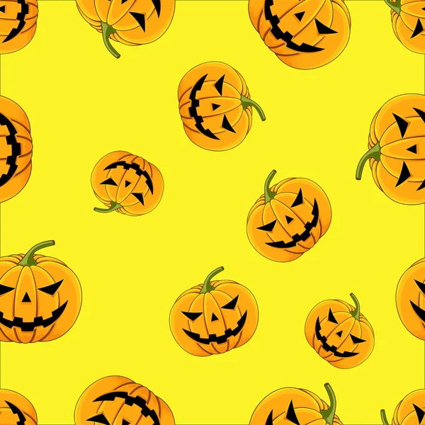 Vzor bezešvé s očima a ústy Halloween dýně — Stockový vektor