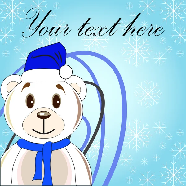 Рождественский медведь в шапке Санта-Клауса — стоковый вектор