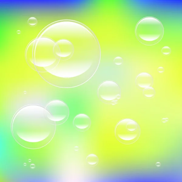 Bulles dans le vecteur d'eau sur fond coloré — Image vectorielle