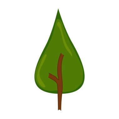 İnşaat ve tasarım için beyaz arka planda bir ağaç. Çizgi film tarzı. Vektör illüstrasyonu