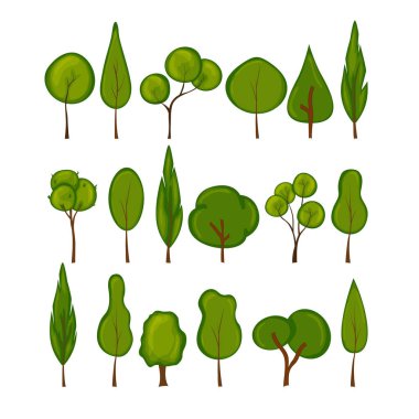 İnşaat ve tasarım için beyaz arka planda bir ağaç. Çizgi film tarzı. Vektör illüstrasyonu