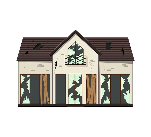 Ancienne Maison Délabrée Étage Avant Rénovation Cartoon Style Illustration Vectorielle — Image vectorielle