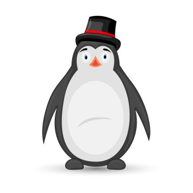 Silindirde kutup pengueni var. Yeni yıl ve Noel için kartpostal. Beyaz arkaplandaki izole nesneler. Metin için şablon ve tebrikler.