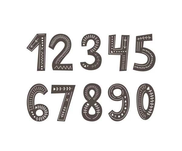 Numbers Scandinavian Style Hand Drawing Vector Illustration — Stock Vector