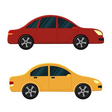 İki araba. Çizgi film tarzı. Vektör illüstrasyonu