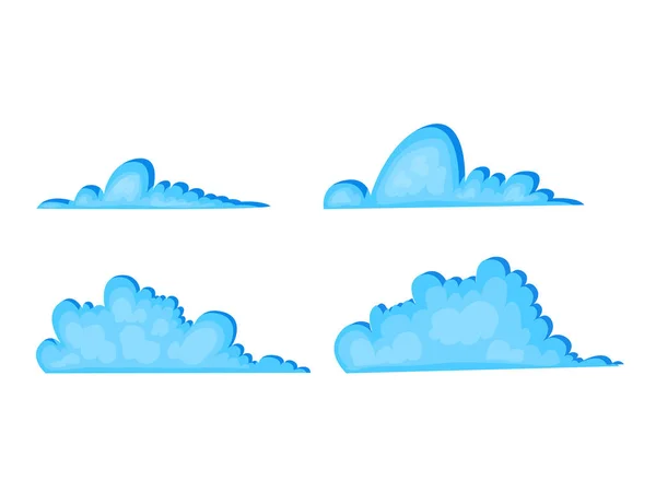 Conjunto Nubes Azules Sobre Fondo Blanco Para Construcción Diseño Estilo — Archivo Imágenes Vectoriales