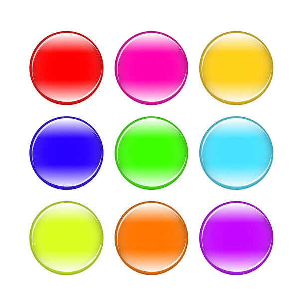 colorful buttons isolated on white background set.