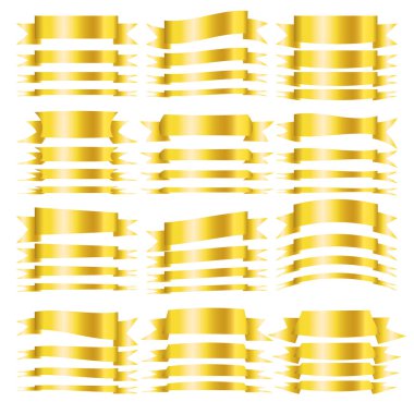 Beyaz arkaplanda izole edilmiş metin alanı olan boş yatay vektör kurdeleleri