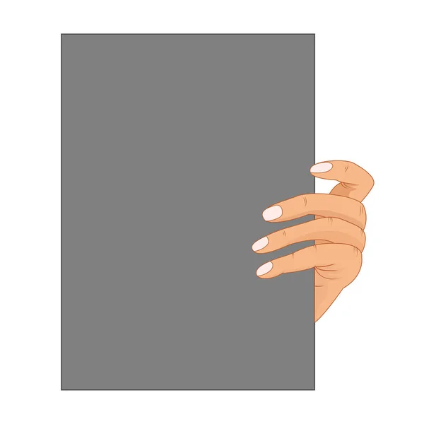 Tecknad Affärsman Hand Håller Tomt Tomt Papper Vektor Illustration Platt — Stock vektor