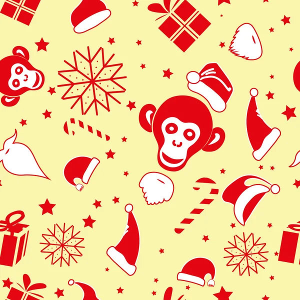 Natal de Patern em um fundo amarelo, o macaco, 2016, ano novo, barba, presente — Vetor de Stock