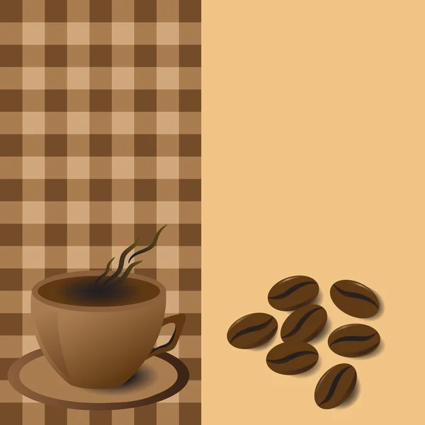 Κούπα καφέ μενού με κόκκους καφέ — Διανυσματικό Αρχείο