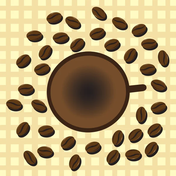 Menu koffiemok met koffiebonen — Stockvector