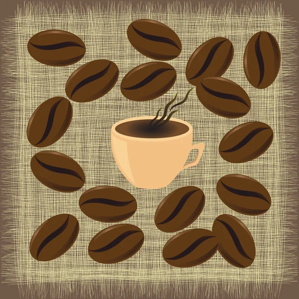 Меню кавовий кухоль з кавовими зернами — стоковий вектор
