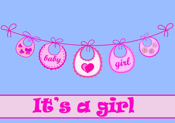 Baby bib for girl — Stock Vector
