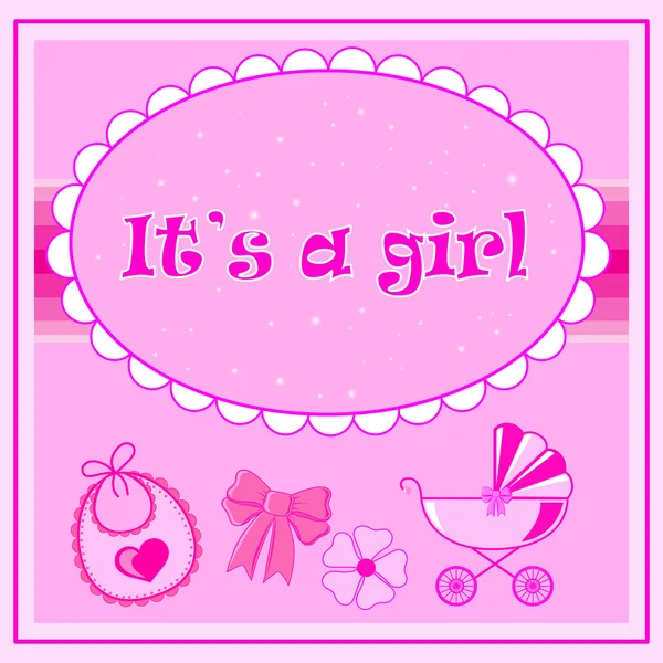 Postal infantil para una niña al nacer — Vector de stock