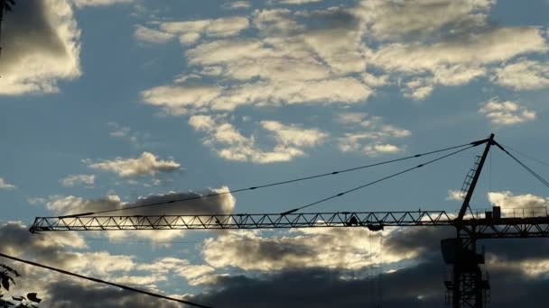 Tower Crane and Clouds — Stock Video