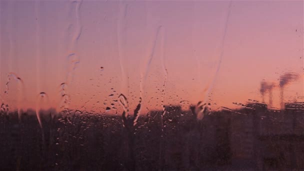 Sprutar ut vatten från regn på glaset — Stockvideo