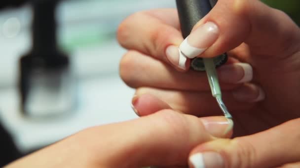 French manicure closeup — Stock Video