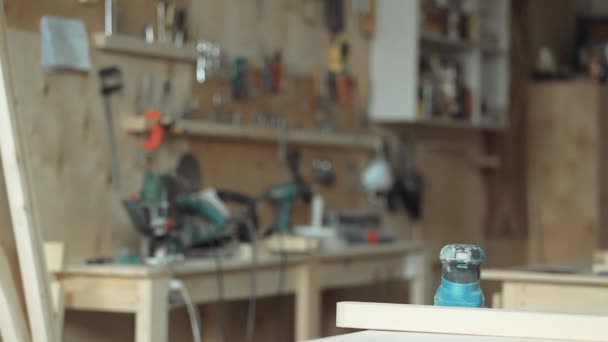 Work in the carpentry workshop with tools — Stock Video