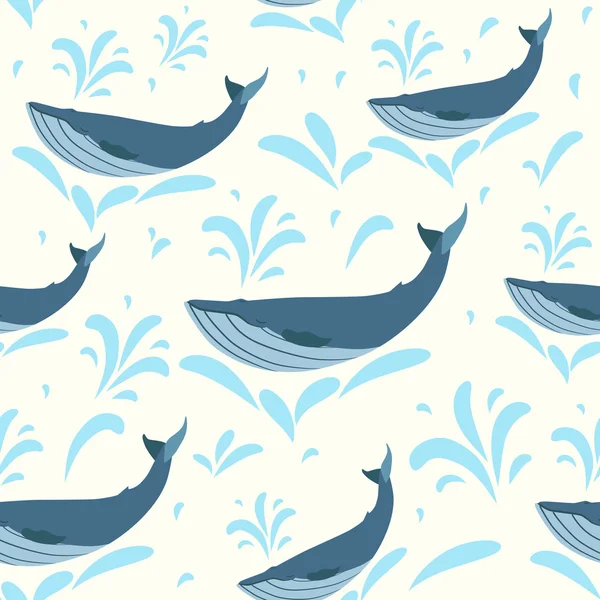 Vector whale illustration. Swimming cute whales seamless background for print or web. Whales pattern vector — Stock Vector
