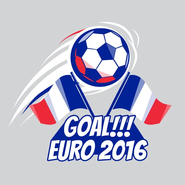 Cartel de fútbol con pelota. EURO 2016 Francia. Folleto vectorial para el juego deportivo. Campeonato, liga. Torneo de fútbol . — Vector de stock