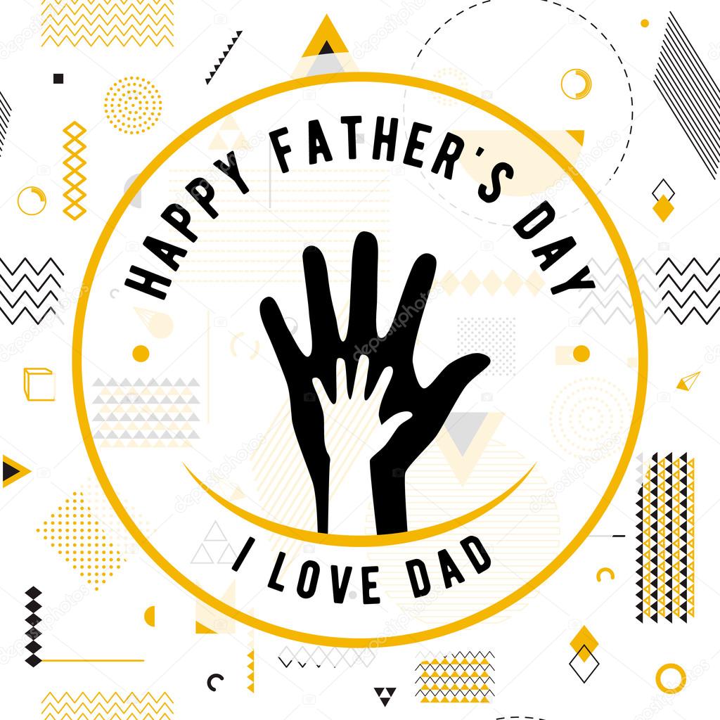 Happy fathers day wishes design vector background on seamless pattern. Fashion father line greeting. Father poster for print or web design. Modern holiday wishes. Hipster gold style
