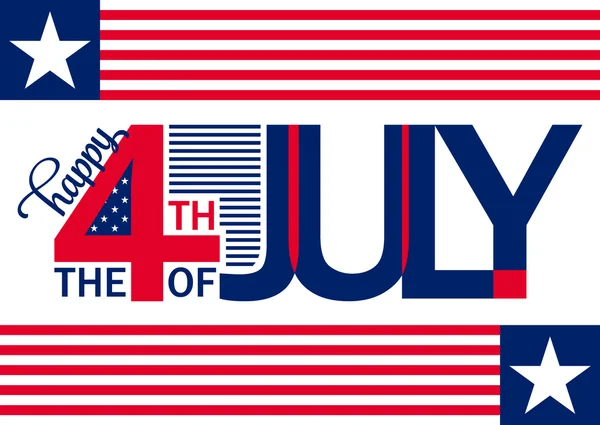 Feliz Dia da Independência plano de fundo horizontal. 4 de Julho. Quarto. Vector Memorial. Bandeira. Patriótico comemorar — Vetor de Stock