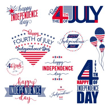 Happy Independence Day United States overlay . Fourth of July - July4th banner, label or poster. Vector Set clipart