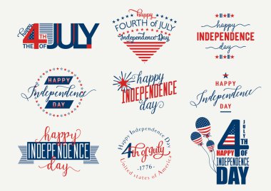 Happy Independence Day United States overlay. Fourth of July - July4th banner, label or poster. Vector Set clipart