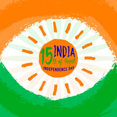 Hint bayrak Tema arka plan için 15 Ağustos bağımsızlık kırpma maskesi altında günü hafif tekerlek, tebrik güneş logosu öğesi, beyaz izole doku ile tebrik vektör çizim