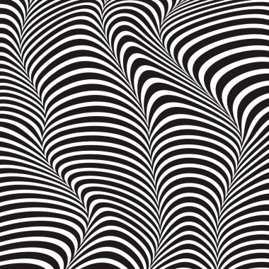 Dalga vektör çizim dokulu tek renkli arka plan 3d moda stil çizgili. Bkack ve beyaz eğrisi geometrik modern şablonuyla taşımak için soyut deseni zebra satır