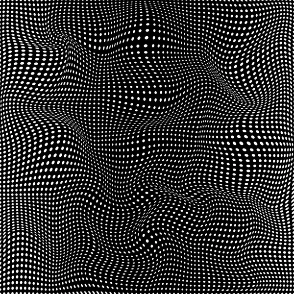 Ilustração vetorial de pontos brancos isolados em fundo preto em estilo 3d. Modelo moderno geométrico texturizado com pontos de círculo monocromático para cartão digital de tecnologia, padrão —  Vetores de Stock