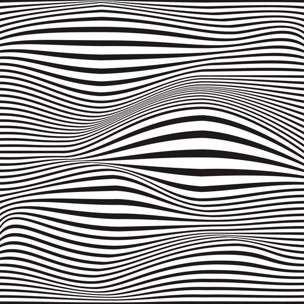 Ilustração vetorial de onda listrada texturizado fundo monocromático em estilo de moda 3d. Modelo moderno geométrico com linha curva horizontal em preto e branco reto para padrão abstrato —  Vetores de Stock