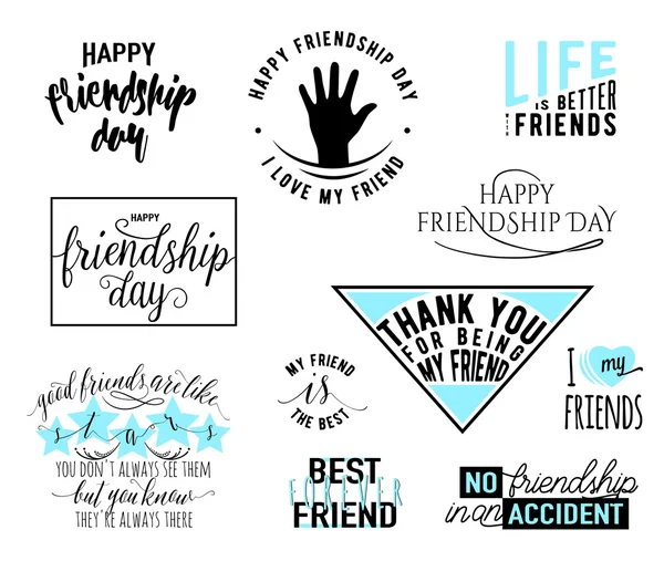 Vektor illustration av glad vänskap dag typografi design. Inspirerande motto citat om vän. Används som gratulationskort, sällhet affischer, skriva ut kläder, t-shirt för dina vänner — Stock vektor