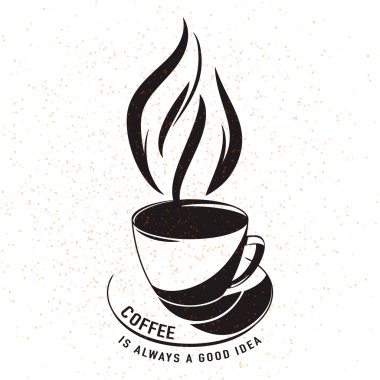 Vektör çizim aroma fincan kahve tipografi alıntı ile