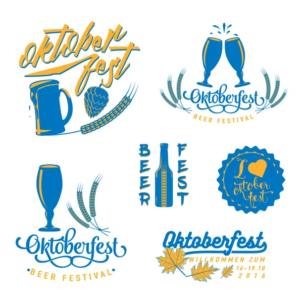 Ilustración vectorial del juego de logotipos Oktoberfest — Vector de stock