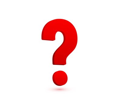 Beyaz arkaplanda büyük kırmızı soru işareti çizimi izole edildi. Sorun, şüphe tasarım konsepti