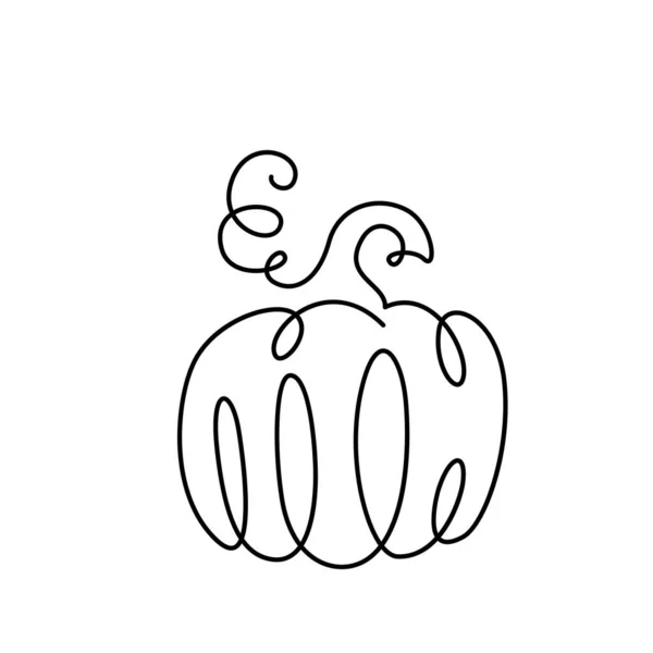 Тыква рисует непрерывную векторную иллюстрацию. Черный тонкий контур в овощной форме. Концепция для Дня благодарения, Хэллоуин минимальный дизайн изолирован на белом фоне — стоковый вектор