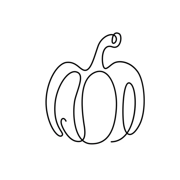 Desenho de abóbora linha contínua ilustração vetorial. Preto um contorno fino na forma vegetal. Conceito para ação de graças, halloween design mínimo isolado no fundo branco —  Vetores de Stock